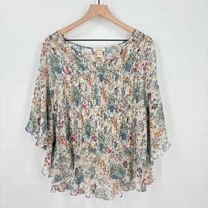 Sundance Floral Flutter Sleeve Blouse Extra Small‎ XS